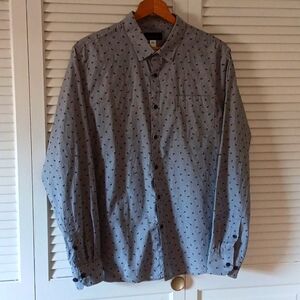Cotton dress shirt with navy flowers